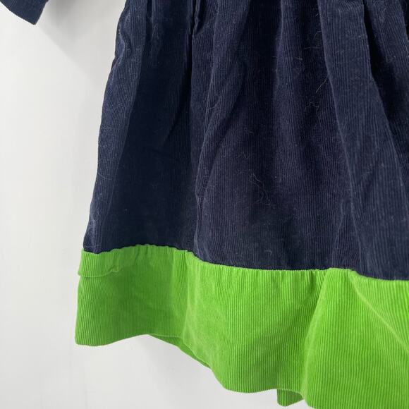 BELLA BLISS Dress Size 3 Boutique Corduroy Green Navy Toddler Girl Prep Holiday - Picture 6 of 12